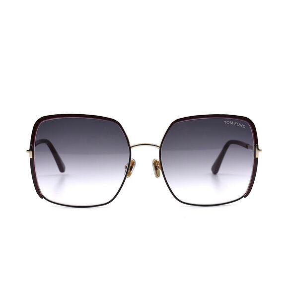 TOM FORD RAPHAELA TF1006 69W GOLD BURGUNDY SMOKE GRADIENT AUTHENTIC SUNG… - Picture 2 of 14